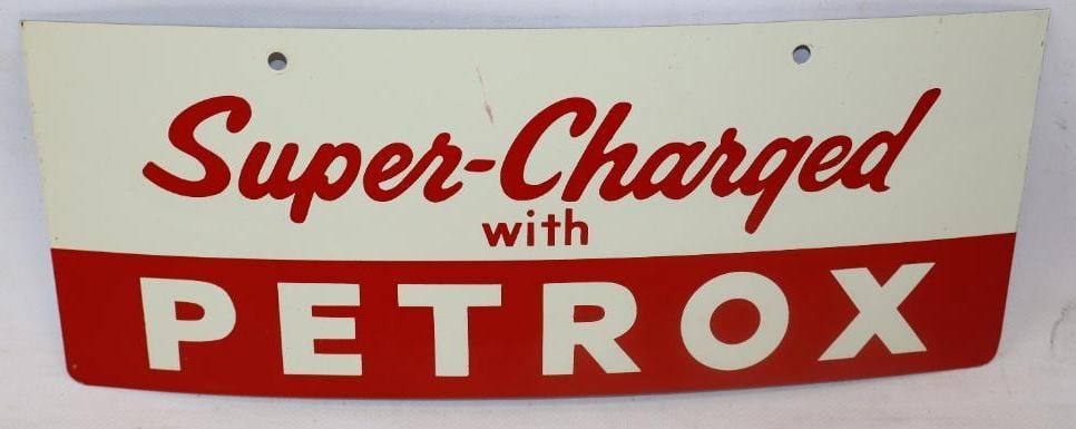 Texaco Super-Charged with Petrox Gas Pump Plate Advertising Sign (1 of 2)