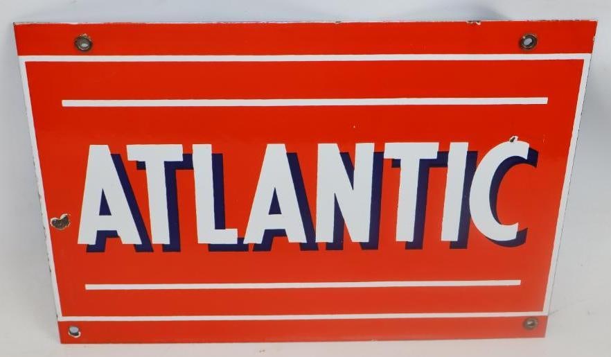 Atlantic Porcelain Gas Pump Plate (1 of 2)