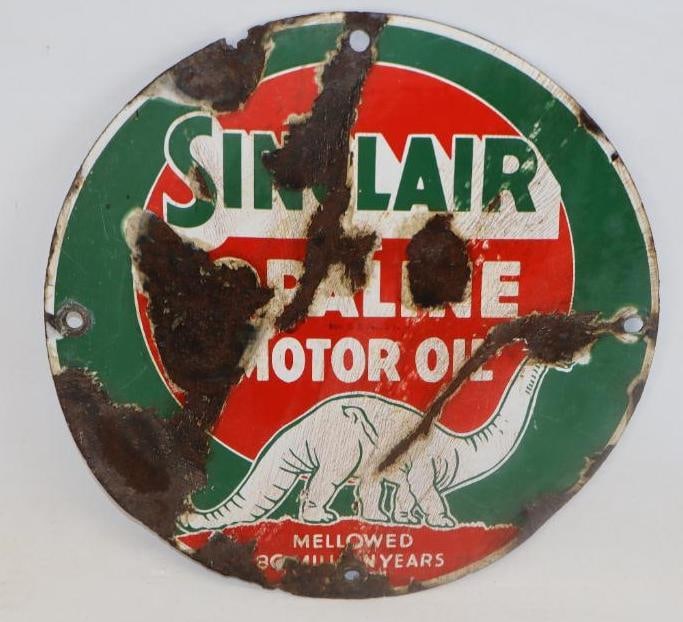 Sinclair Opaline Mellowed 80 Million Years Porcelain Gas Pump Plate (1 of 2)