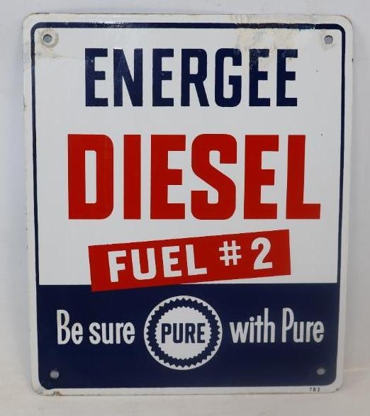 Pure Energee Diesel Fuel #2 Porcelain Gas Pump Plate (1 of 2)