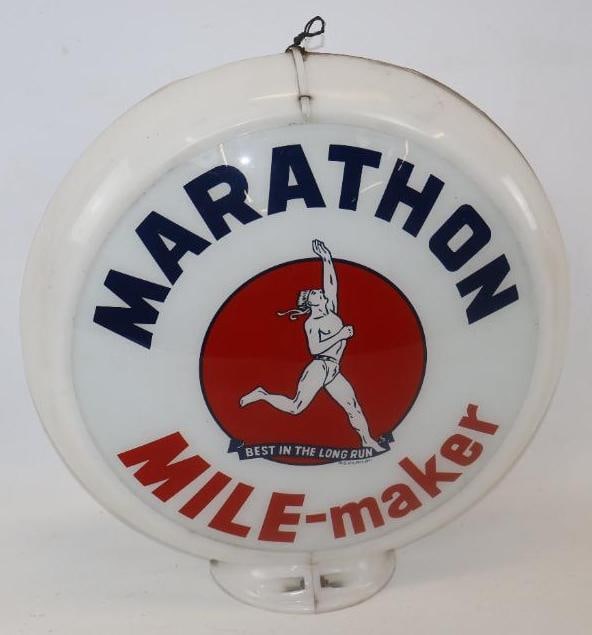 13.5" Marathon Mile-Maker "Best in the Long Run" Gas Pump Globe Lense (1 of 4)