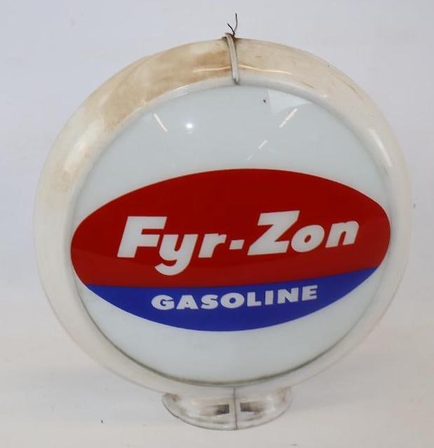 13.5" Fyr-Zon Gasoline Gas Pump Globe Lense: cut capco body. Lense is notched. Some Staining Present