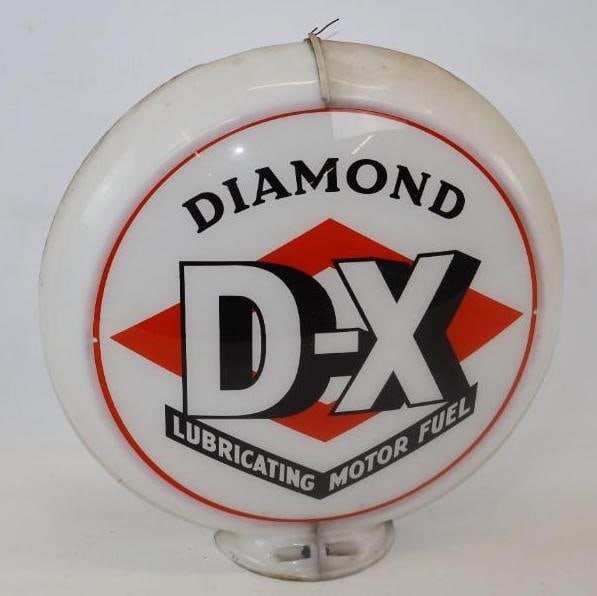 13.5" Midcontinent Diamond D-X Gas Pump Globe Lense: cut capco body. Lense is notched. Light staining