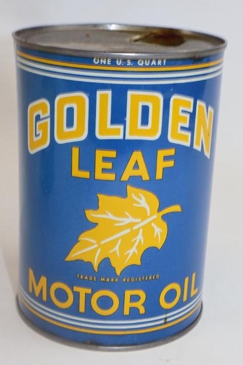 Golden Leaf Metal 1 Quart Oil Can (1 of 4)