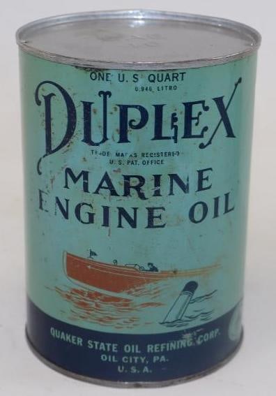 Quaker State Duplex Marine Engine Metal 1 Quart Oil Can (1 of 4)