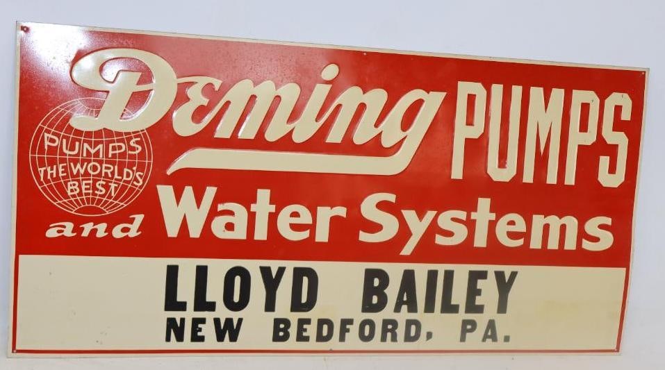 Embossed Deming Water Systems Pumps Tin Tacker Sign (1 of 4)