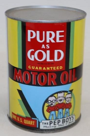 Pep Boys Pure as Gold Metal 1 Quart Oil Can (1 of 4)