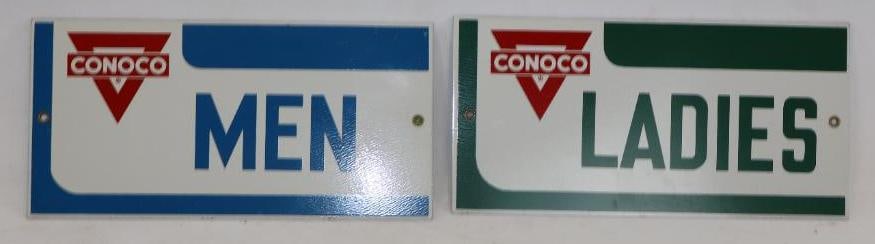 Group of 2 Conoco Men and Ladies Single Sided Restroom Advertising Signs (1 of 2)