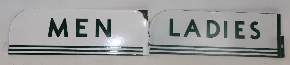Group of 2 Men and Ladies Texaco Double Sided Porcelain Flange Restroom Signs (1 of 2)