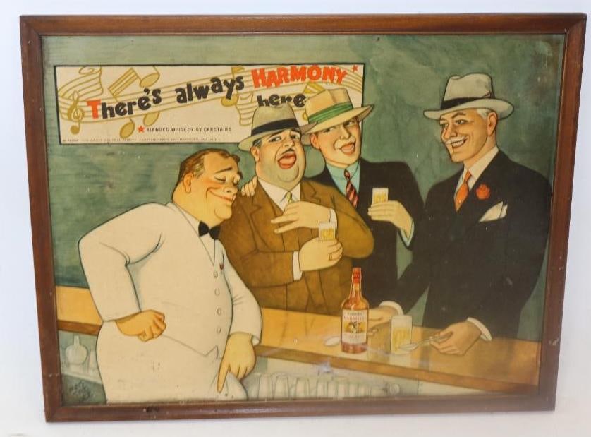 There's Always Harmony Blended Whiskey Framed Advertising Sign (1 of 2)