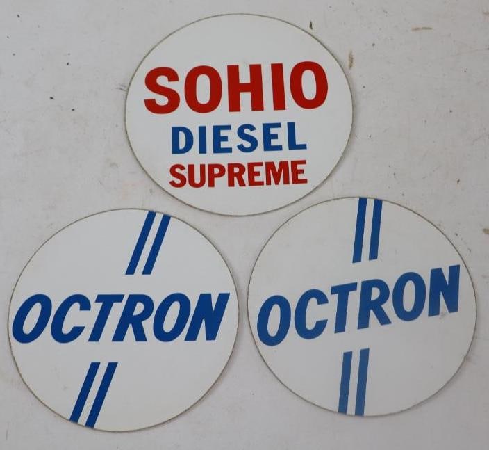 Group of 3 Sohio Deisel and Octron Gas Pump Decals: largest 6.25" diameter