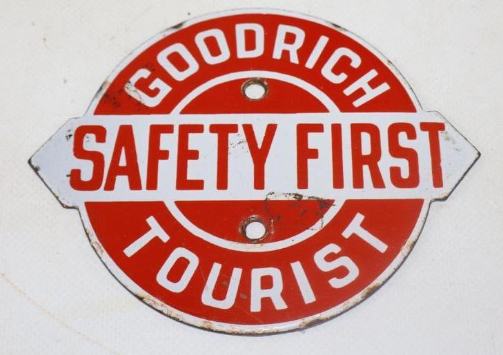 Goodrich Safety First Tourist Porcelain Radiator Emblem Badge (1 of 2)