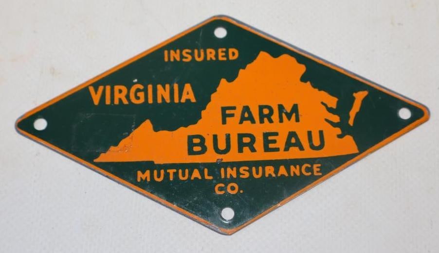 Virginia Farm Bureau Metal Insurance Company Heavy Enamel Radiator Emblem Badge (1 of 2)