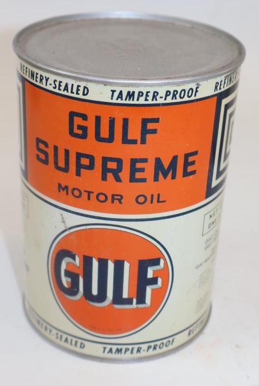 Early Gulf Supreme Metal 1 Quart Oil Can (1 of 4)