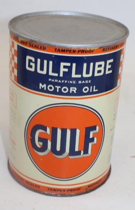 Early Gulf Lube Metal 1 Quart Oil Can (1 of 4)