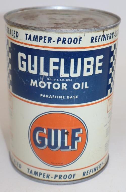 Early Gulf lube Metal 1 Quart Oil Can (1 of 4)