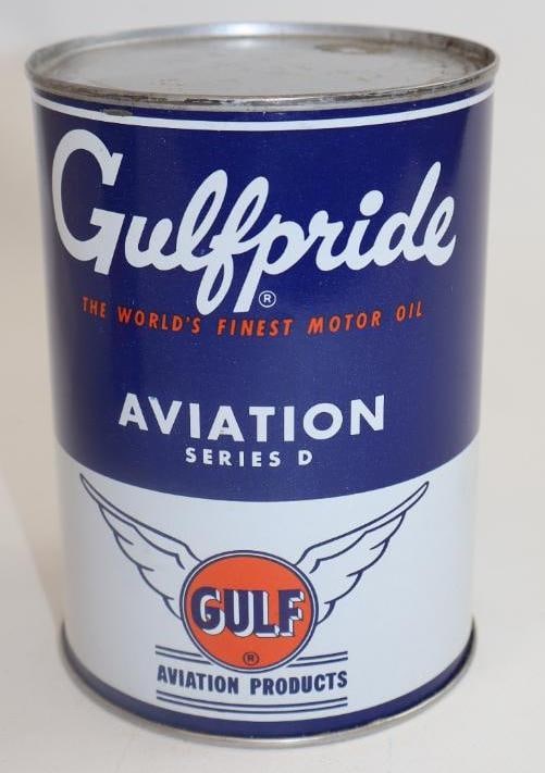 Gulfpride Aviation Series D Metal 1 Quart Oil Can (1 of 4)
