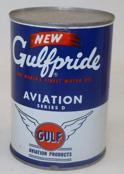 New Gulfpride Aviation Series D Metal 1 Quart Oil Can (1 of 4)