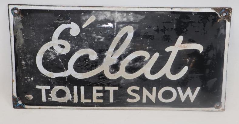 ?clat Toilet Snow Single Sided Porcelain Advertising Sign: 12" x 6"