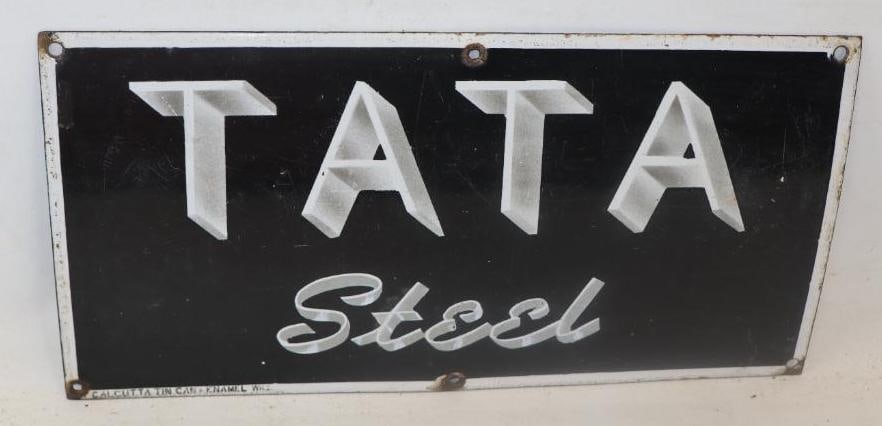 Tata Steel Advertising Single Sided Porcelain Sign (1 of 2)