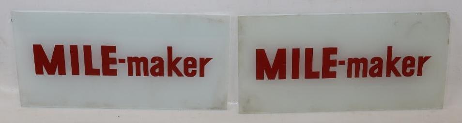 Group of 2 Marathon Mile-Maker Gas Pump Ad Glass Signs (1 of 2)