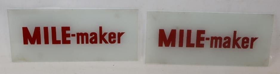 Group of 2 Marathon Mile-Maker Gas Pump Ad Glass Signs (1 of 2)
