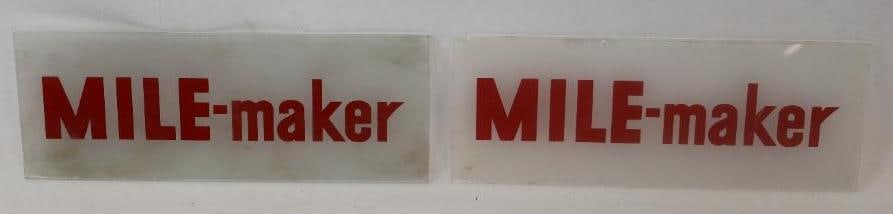 Group of 2 Marathon Mile-Maker Gas Pump Ad Glass Signs (1 of 2)