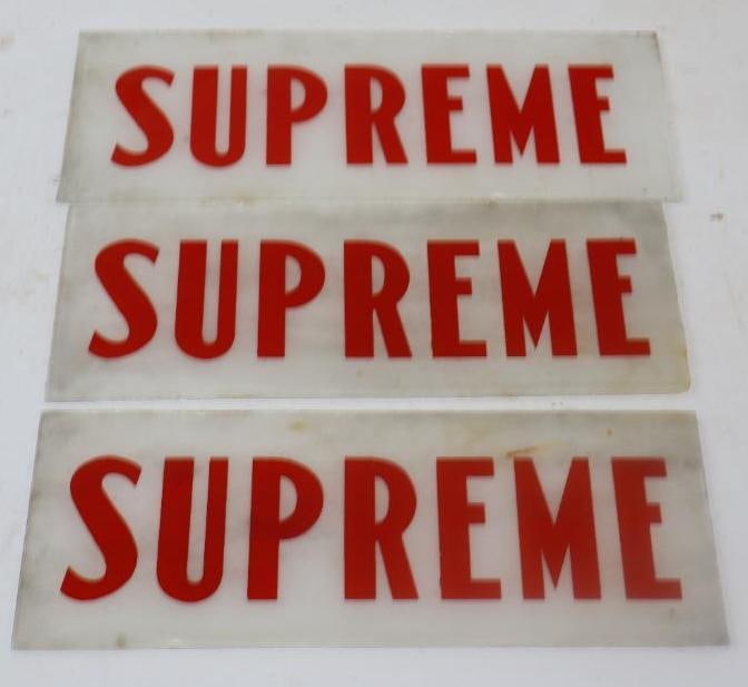 Group of 3 Supreme Gas Pump Ad Glass Signs (1 of 4)