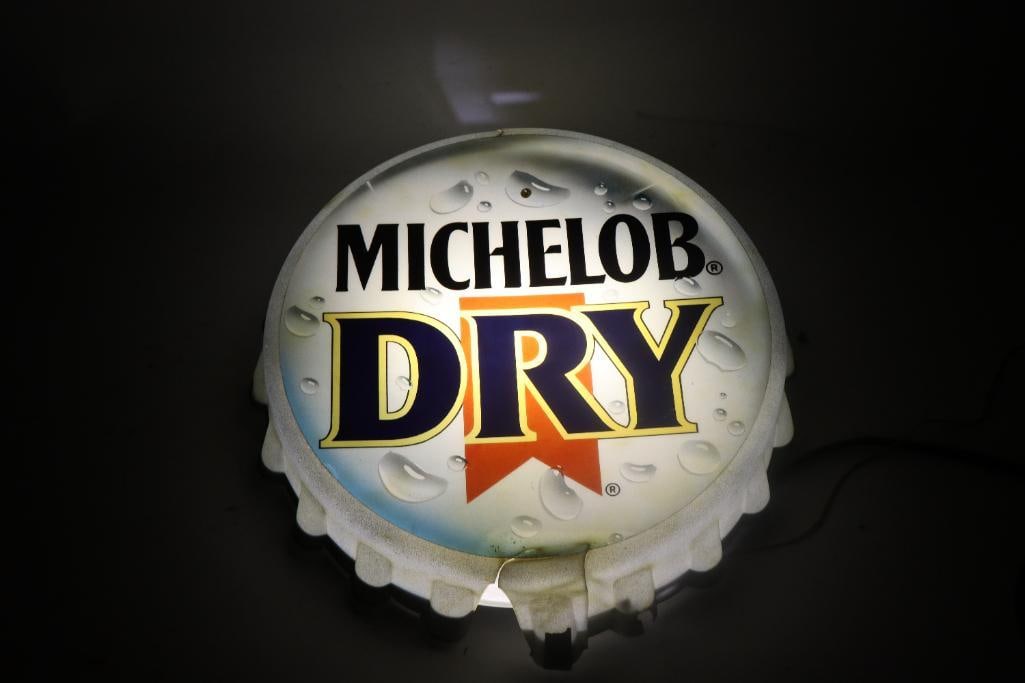 Michelob Dry Advertising Light Up Bottlecap Sign (1 of 3)
