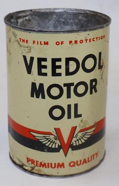 Tidewater Premium Quality Veedol Flying V Metal 1 Quart Oil Can (1 of 4)