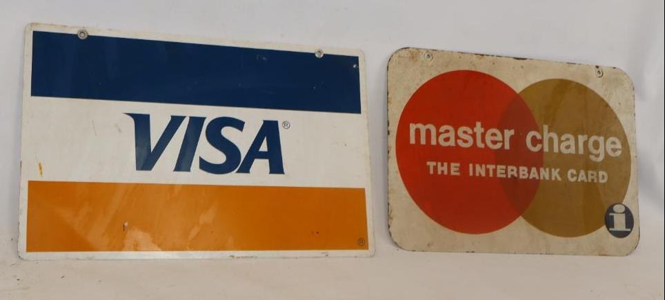 Group of 2 Mastercard and Visa Double Sided Hanging Display Signs (1 of 4)