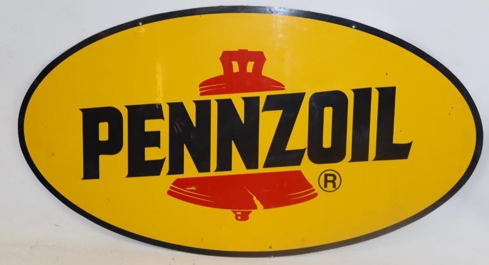 Single Sided Plastic Pennzoil Advertising Sign: 36" x 19.5"