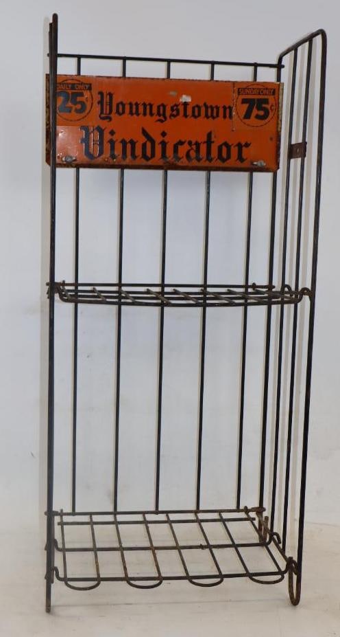 Youngstown Vindicator Advertising Newspaper Display Rack: 16.5" x 13" x 37"
