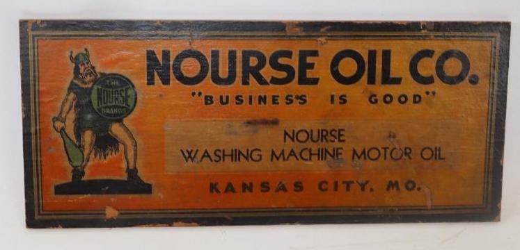 Nourse Oil Co. "Business is Good" Washing Machine Motor Oil Crate Board (1 of 2)