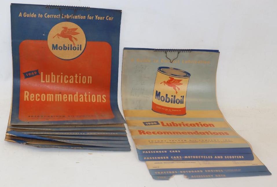 Group of 2 1949-1950 Socony Vacuum Mobiloil Lubrication Charts (1 of 4)