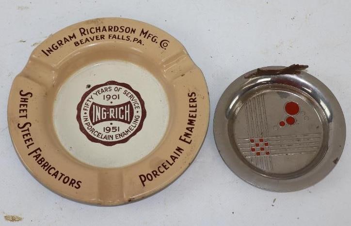 Group of 2 Ing-Rich and Terrier Dog Advertising Ashtrays (1 of 3)