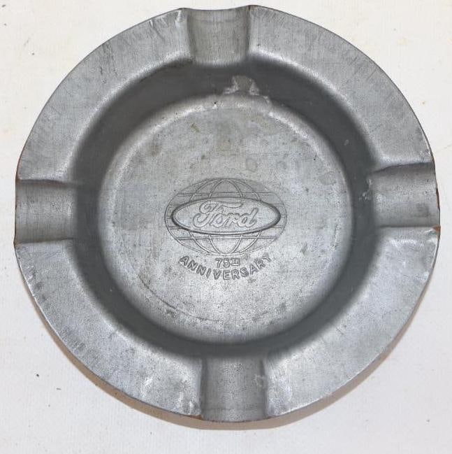 Embossed Ford 75th Anniversary Advertising Ashtray: 6" diameter