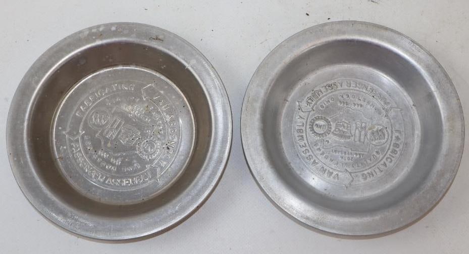 Group of 2 Buick, Oldsmobile, Cadillac Lordstown Passenger Assembly Advertising Trays: 6" diameter