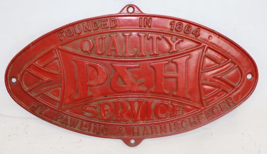 Embossed P&H Quality Services Advertising Cast Iron Sign: 18" x 10.5"