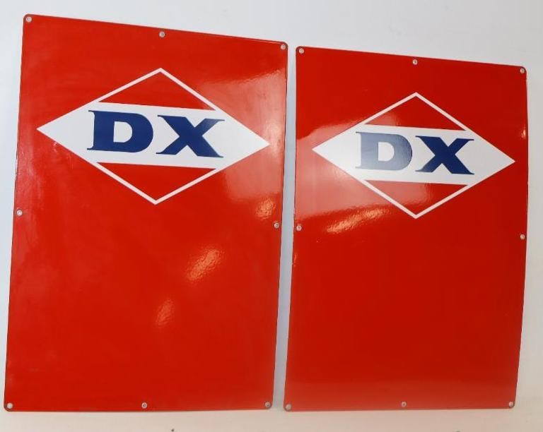 Group of 2 NOS DX Porcelain Advertising Gas Pump Plates (1 of 3)