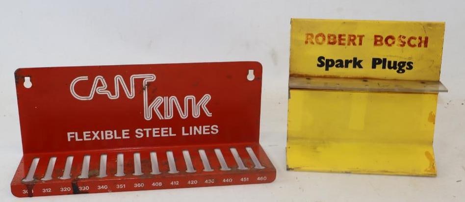 Group of 2 Bosch Spark Plug and Cant Kink Flexible Steel Line Metal Advertising Displays (1 of 4)