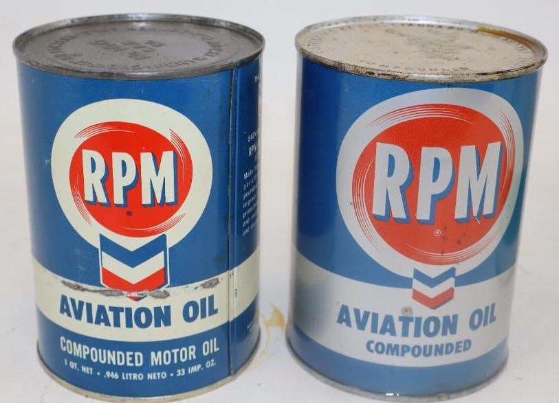 Group of 2 RPM Aviation Metal One Quart Oil Cans (1 of 2)