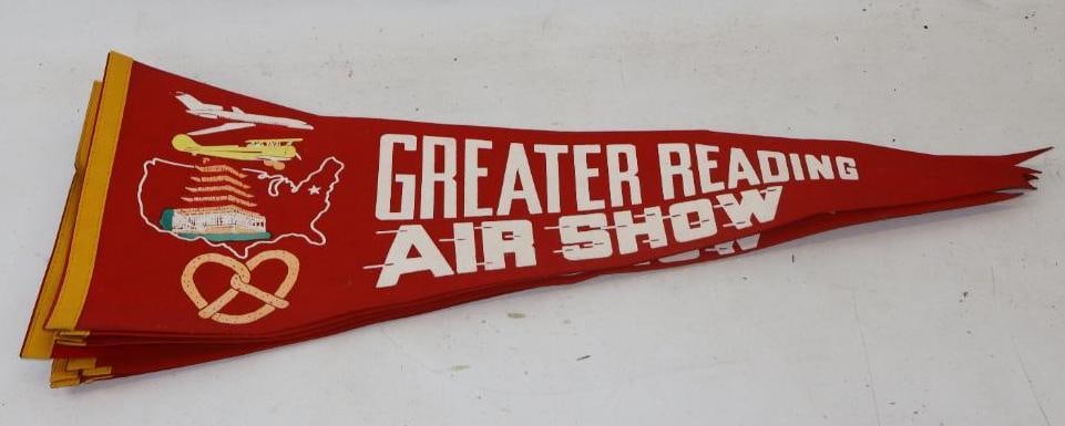 Group of 10 NOS Grader Reading Air Show Advertising Pennants (1 of 2)