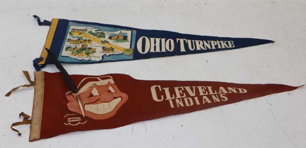 Group of 2 Ohio Turnpike and Cleveland Indians Advertising Felt Pennants (1 of 4)
