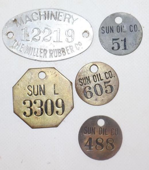 Group of 5 Sun Oil Company And Miller Rubber Identification Tags (1 of 2)