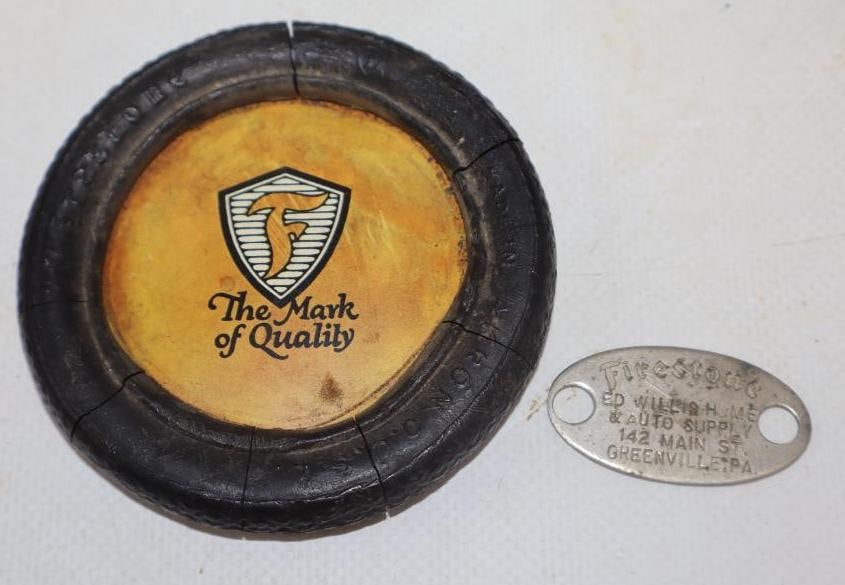 Group of 2 Firestone Advertising Tire And ID Tag (1 of 2)