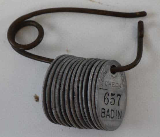 Group of 13 Alcoa Aluminum Tool Room Check Tags: 1" x 1.50"