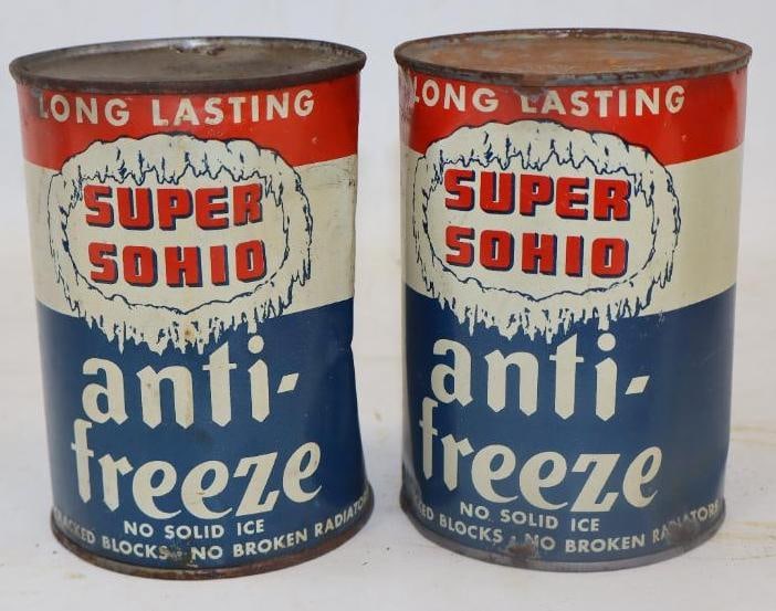 Group of 2 Super Sohio Anti-Freeze One Qt Metal oil Cans (1 of 2)