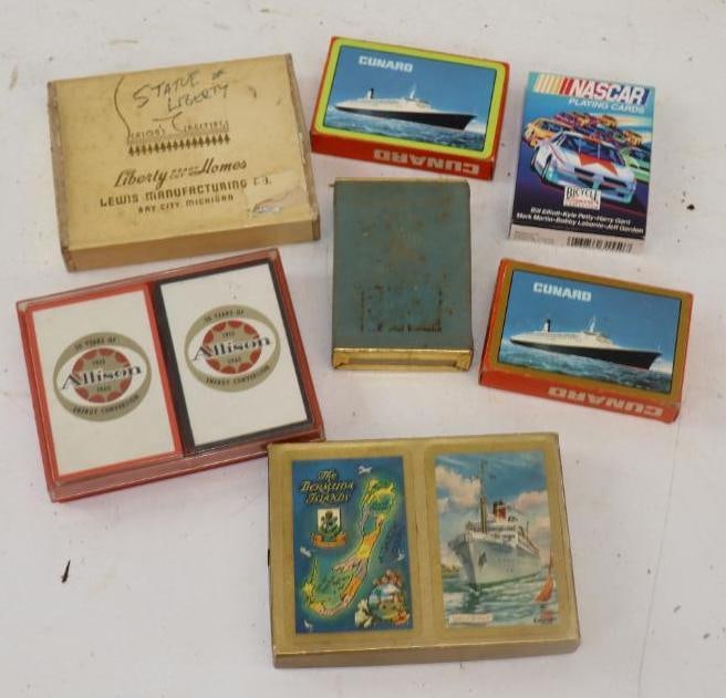 Group of 10 Advertising Decks of Playing Cards Cunard, Union Pacific, Bermuda Islands, Allison (1 of 4)