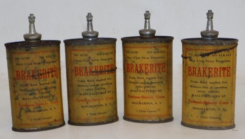 Group of 4 Brakerite Lead Top Handy Oiler Cans: 3oz each